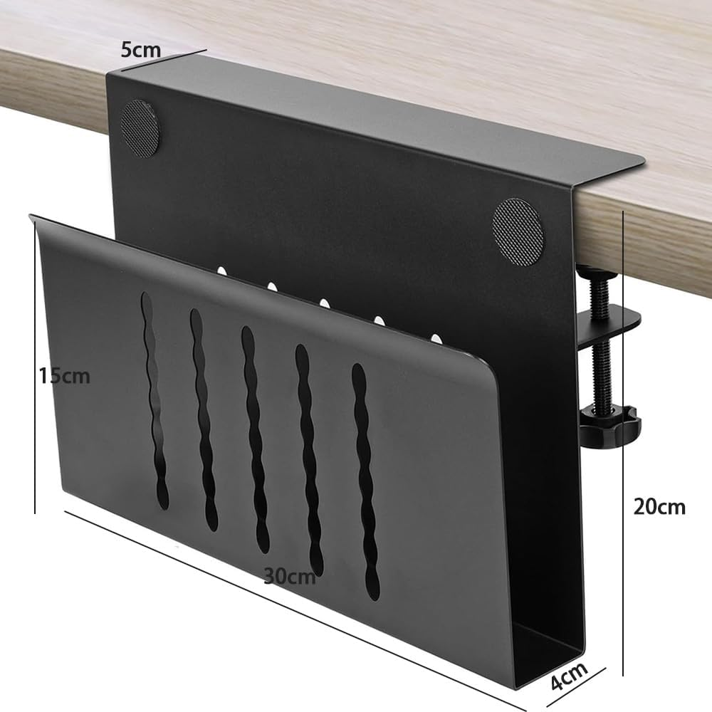 Desk Side Storage,Hanging Desk Organizer,Desk Storage Holder,Desk Shelf,Cable Management Tray,Laptop Stand,Metal Laptop Mount,For Office or Home,Easy to Use(Black) image number 4