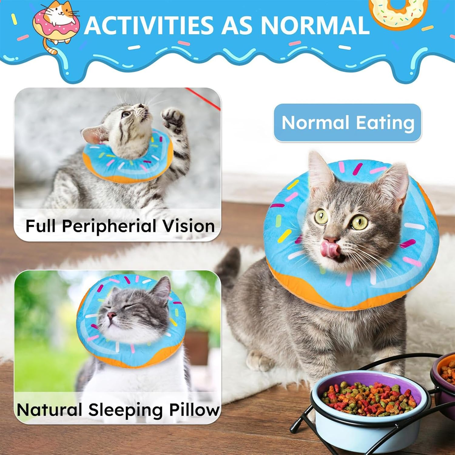 Cozioz Soft Cat Cone Collar, Adjustable Recovery Donut for Wound Healing, Comfortable Lightweight Elizabethan Collar to Prevent Licking for Cats and Kittens after Surgery image number 3