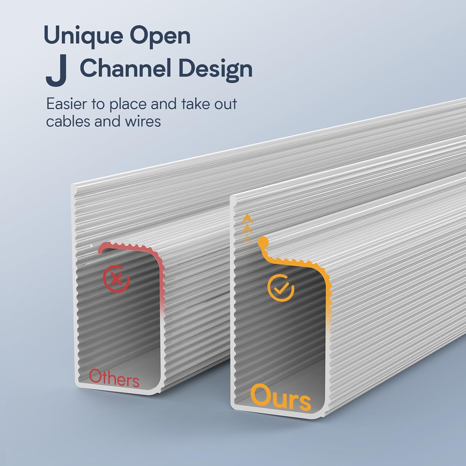 Delamu 4 Pack Cable Management under Desk - Office & Home Cable Organizer,J-Channel Cable Management for Clutter-Free Environment,Cable Management Kit,Cord Organizer for Desk,Cord Management,4X15.7In - White image number 3