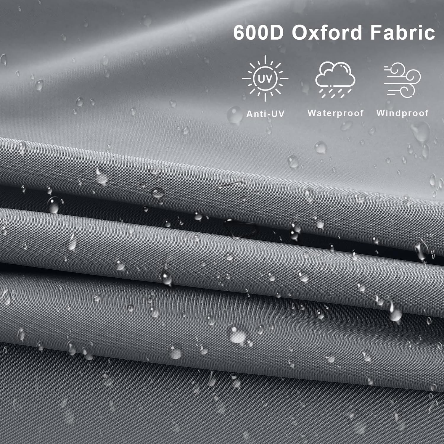 COOSHADE 600D Patio Umbrella Parasol Cover Waterproof Outdoor Anti-Uv Protective Cover with Zipper Fits Cantilever Offset Umbrella 7.5-15 Feet, Grey, (XJSSZUS-1) image number 3