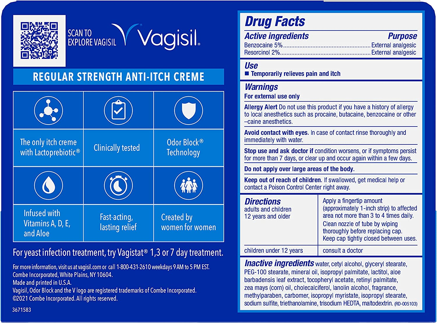 Vagisil Anti-Itch Cr&egrave;me, Regular Strength, 1 Ounce - Packaging May Vary image number 2