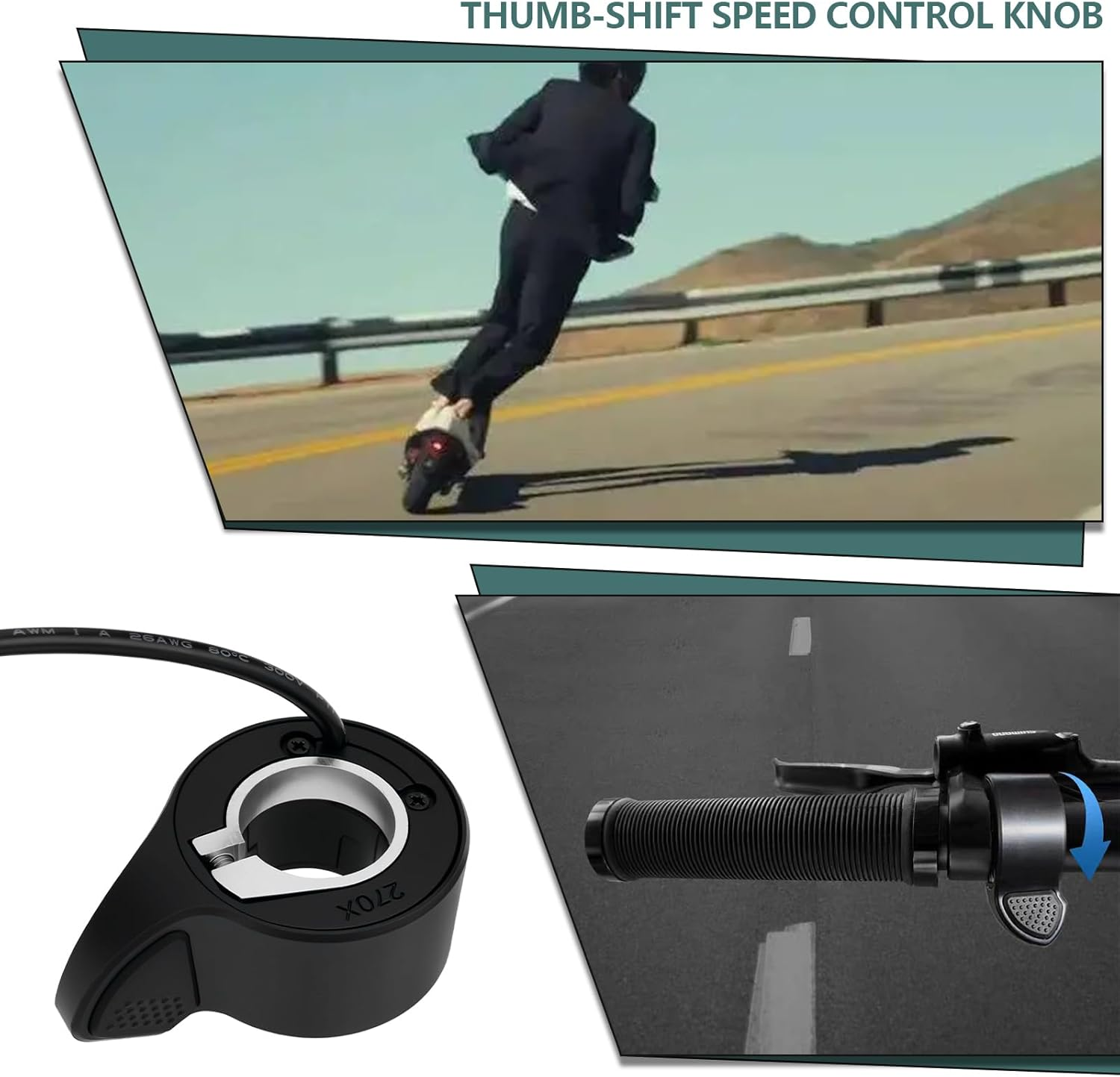 Emsea 270X Thumb Throttle Electric Bike Thumb Throttle 3 Pin Female Connector Speed Throttle for 22-23Mm Handlebar, Compatible with Super73 image number 5