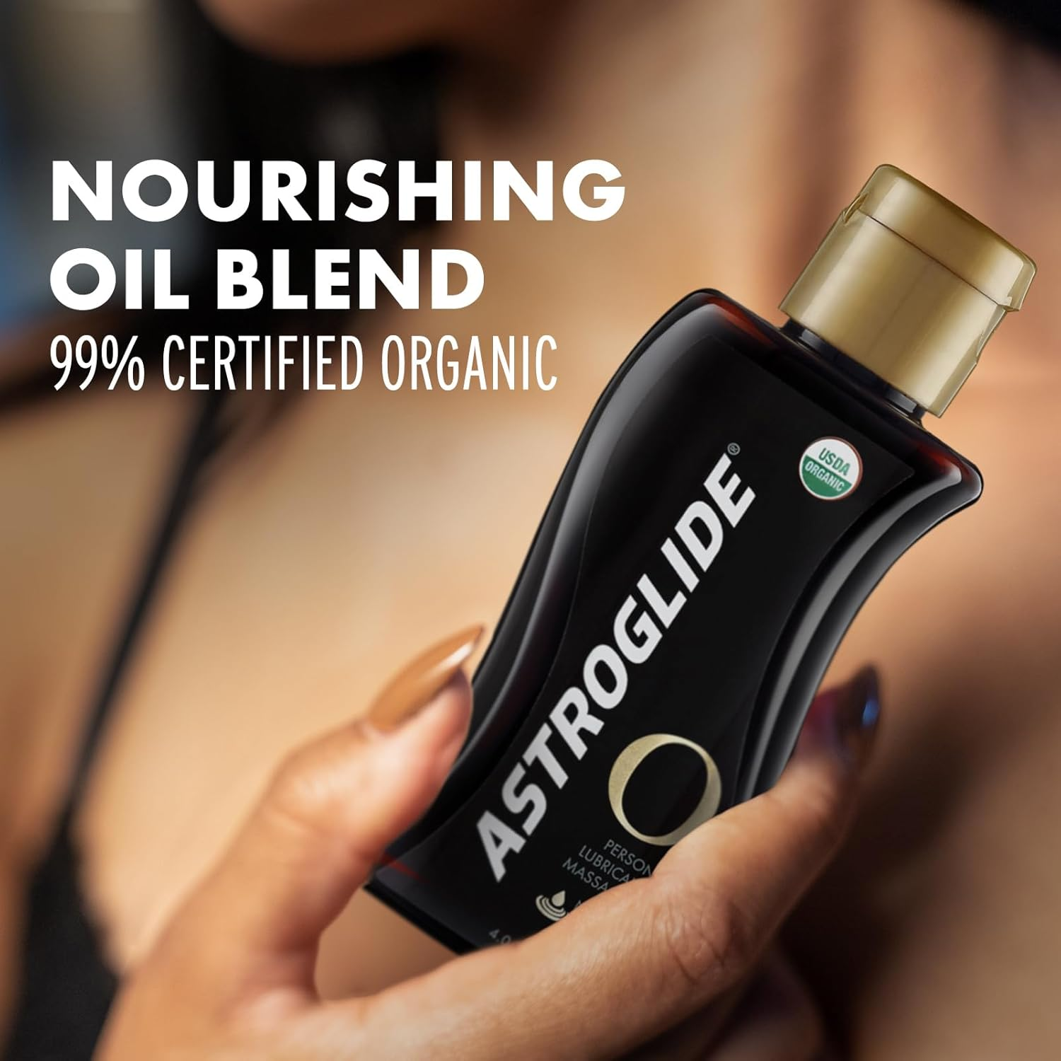 Astroglide Sensual Massage Oil and Lubricant, O Organic Essential Oil Based for Long-Lasting Pleasure for Men, Women and Couples, 118Ml image number 1
