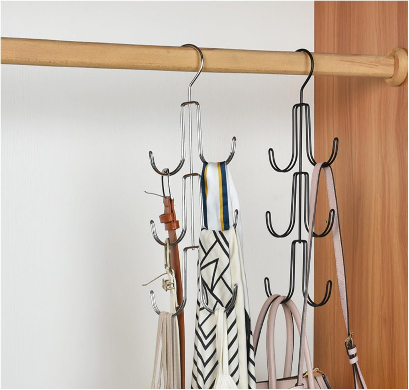 Multifunctional Hanging Handbag Rack Tie Hanger Belt Sling Hook Organiser Closet Scarf Hanger (Silver) image number 1
