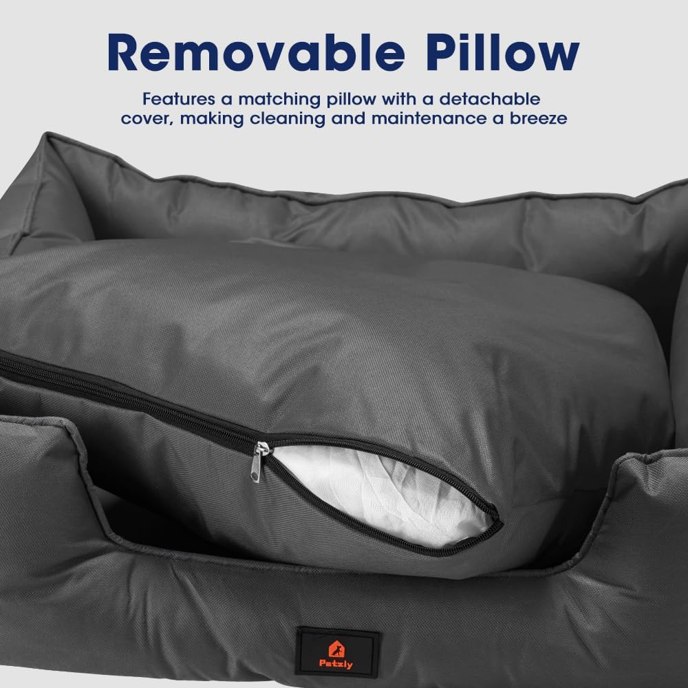 Waterproof Dog Bed for Medium Large Dogs, 600D Oxford Dog Sofa Bed Tough with Removable Cover, Non-Slip Bottom Pet Bed Easy Clean, Scratch Resistant Orthopaedic Pet Sofa, Black, XL image number 3