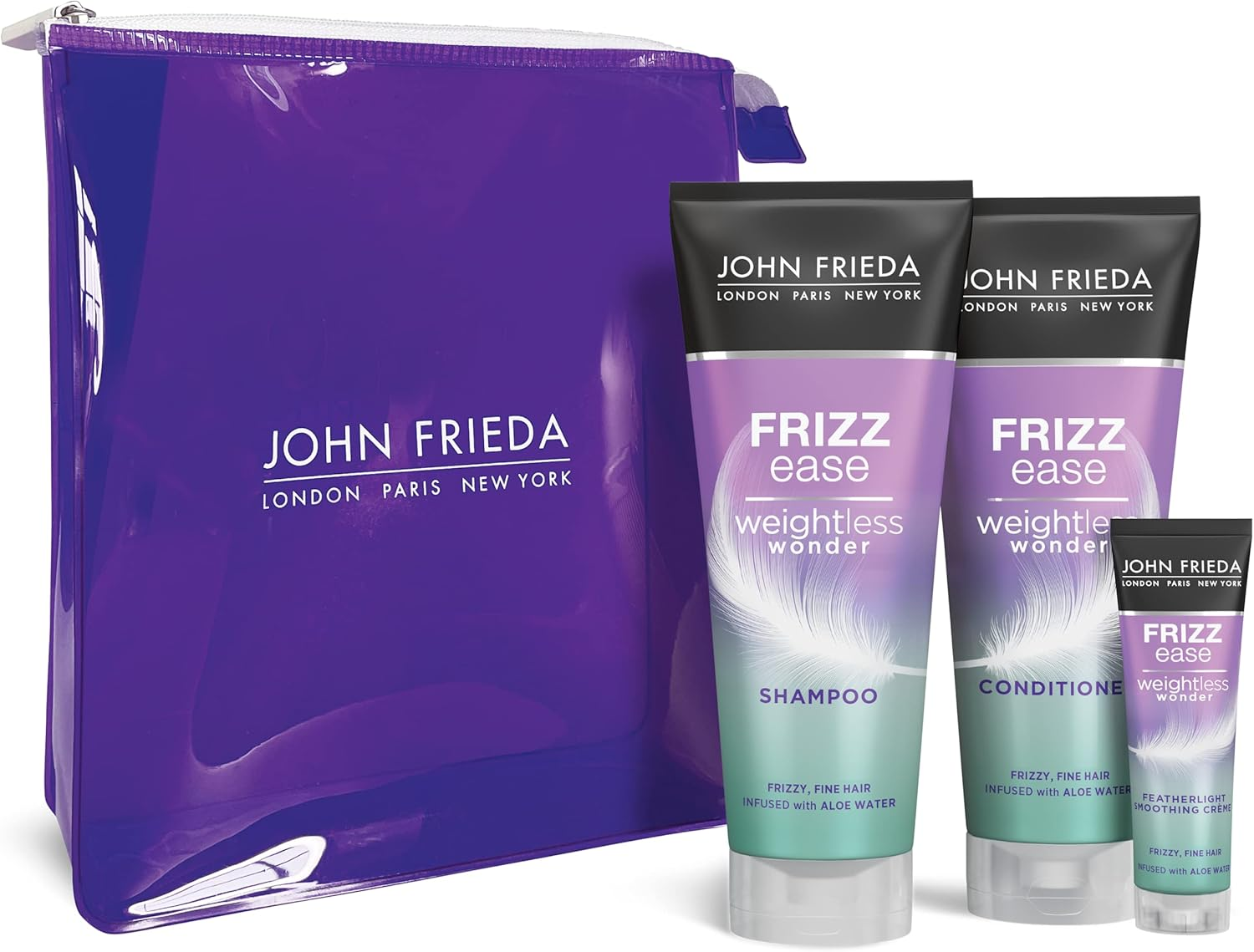 John Frieda Frizz Ease Weightless Wonder Gift Set - Shampoo, Conditioner & Styling Mini, Purple