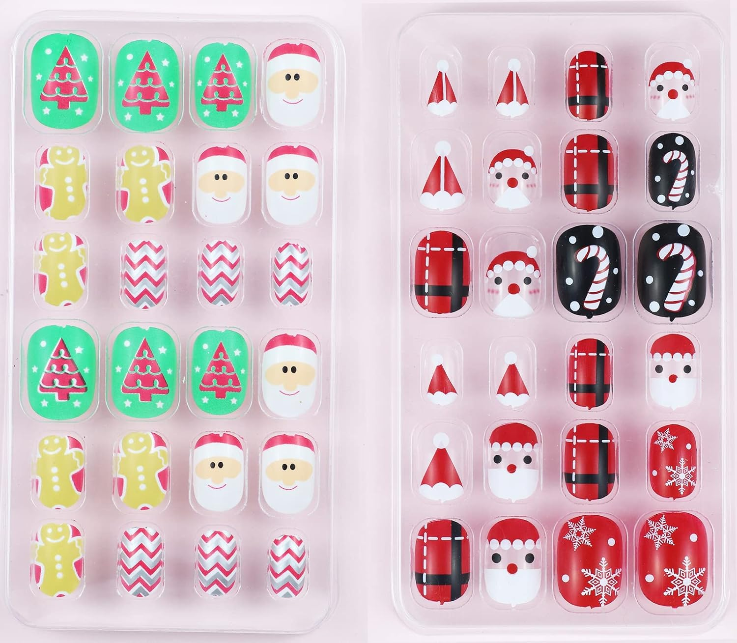 48 Pcs Kids False Nails Press on Nails Short Full Cover Christmas Snowflakes False Nails Children Little Girls Nail Tips Gift Decoration image number 2
