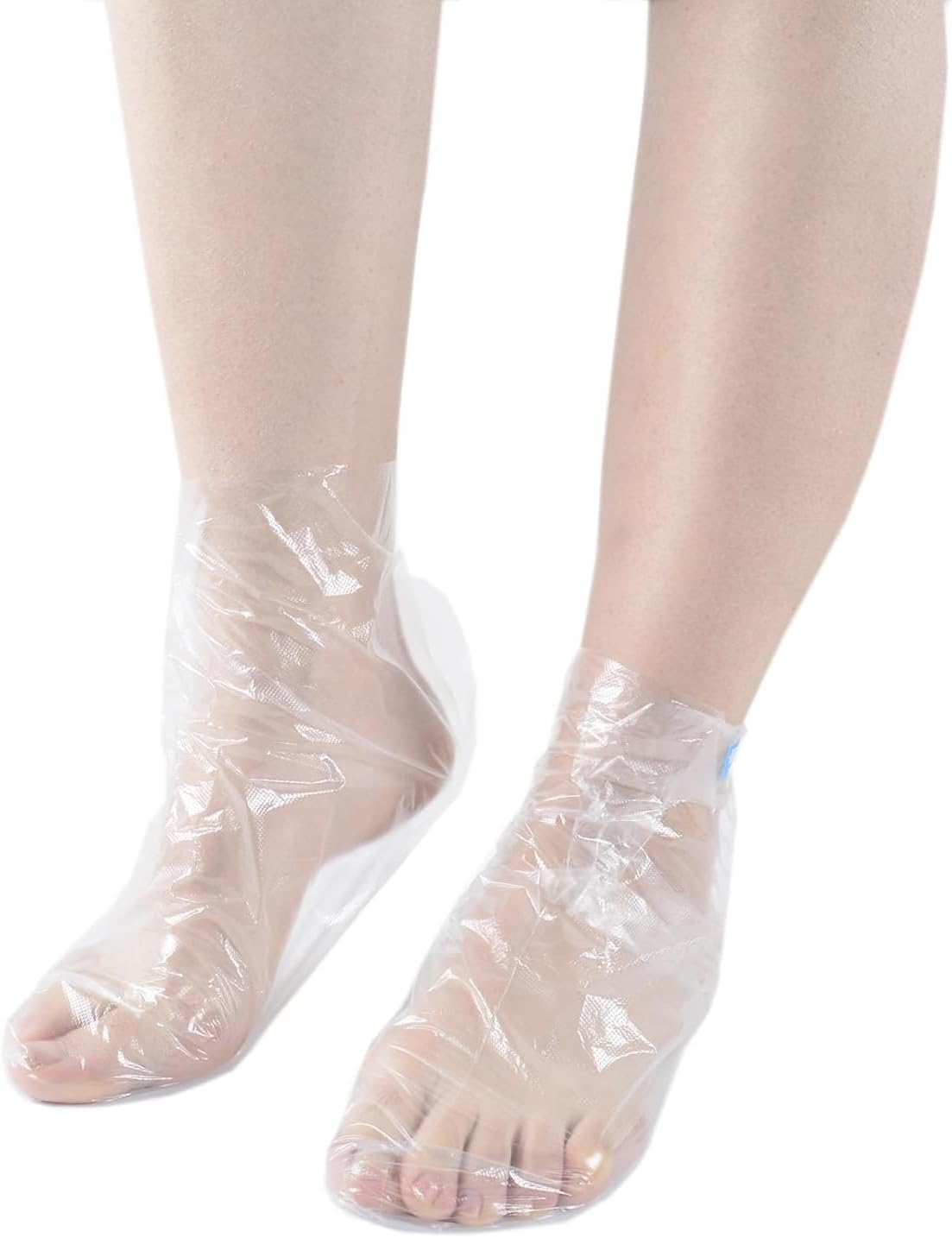 200PCS Disposable Plastic Foot Covers - Non-Slip Spa & Shoe Protectors for Pedicure, Salon, Clinic, Home Use - Hygienic Paraffin Liners, Shoe Trial Socks image number 4