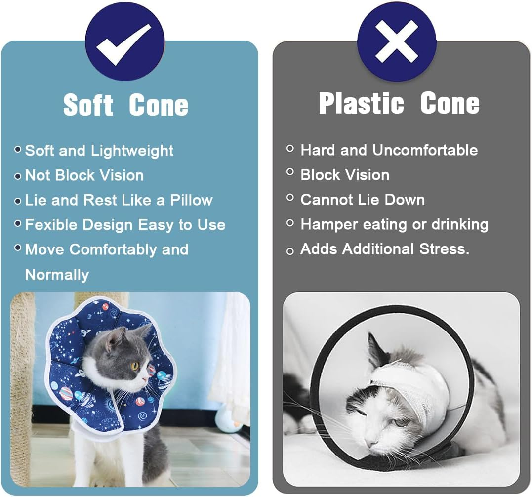 Collar for Cats and Dogs, Adjustable Collar, Soft Cone Recovery Protection for Pets after Surgery and Injuries, Blue (16-26 Cm)
