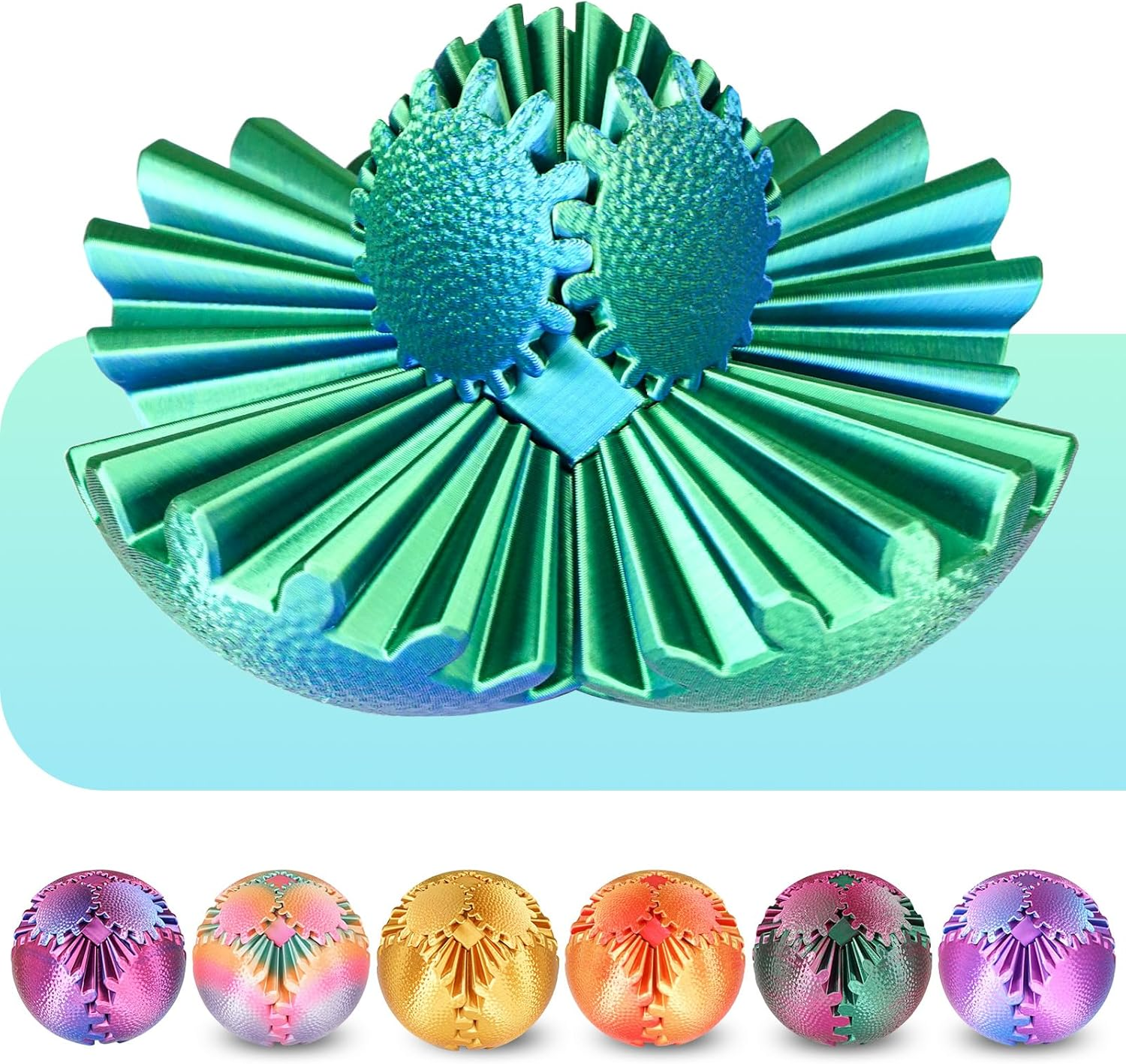 Gear Ball Fidget Toys Steampunk Gear Sphere Stress Relief Sensory Toys Autistic Kids Adults 3D Printed Unique Funny Gifts Birthday Christmas Stocking Stuffer Easter (Sunset Red, Dia. 8Cm )