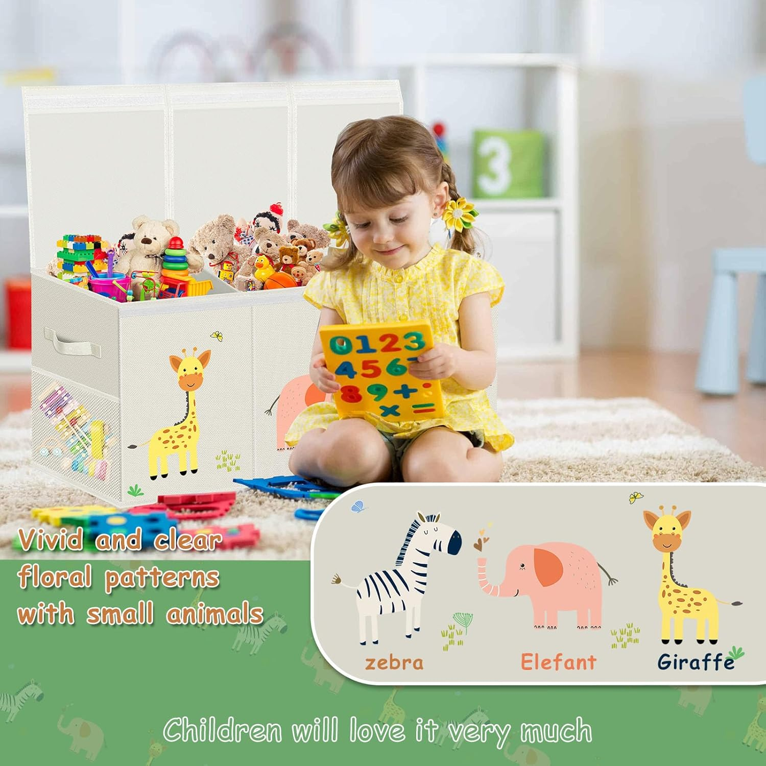 VERONLY Extra Large Toy Box Storage for Boys Girls - Collapsible Toy Chest Organizer for Kids,Toy Bin Container with Lid and Handles for Clothes, Nursery, Playroom,Bedroom,Stuffed Animals,Quilt(Beige) image number 6