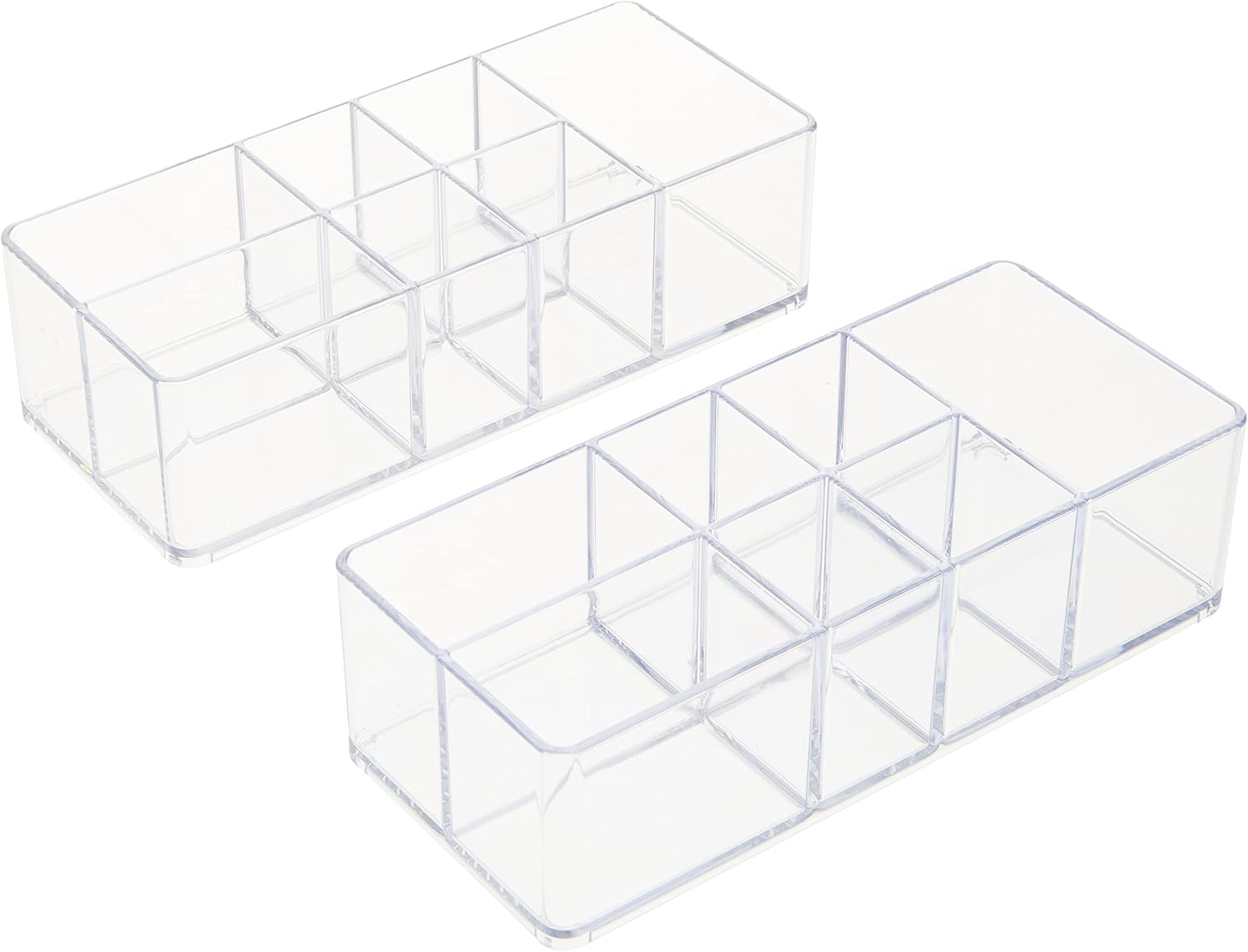 Idesign Divided Bathroom Vanity Organizer for Bathroom, Kitchen, Bedroom, Office, Set of 2, 7" X 3" X 5", Clear image number 6