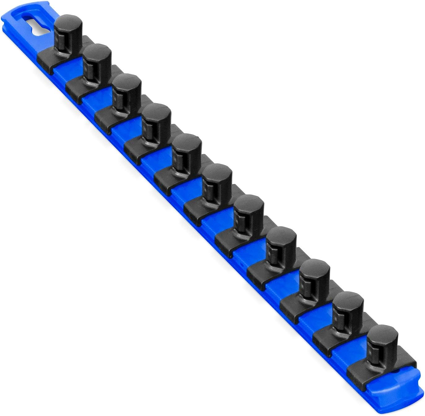 Ernst Manufacturing - 8419-Blue-1/2 13-Inch Socket Organizer with 11 1/2-Inch Twist Lock Clips, Blue