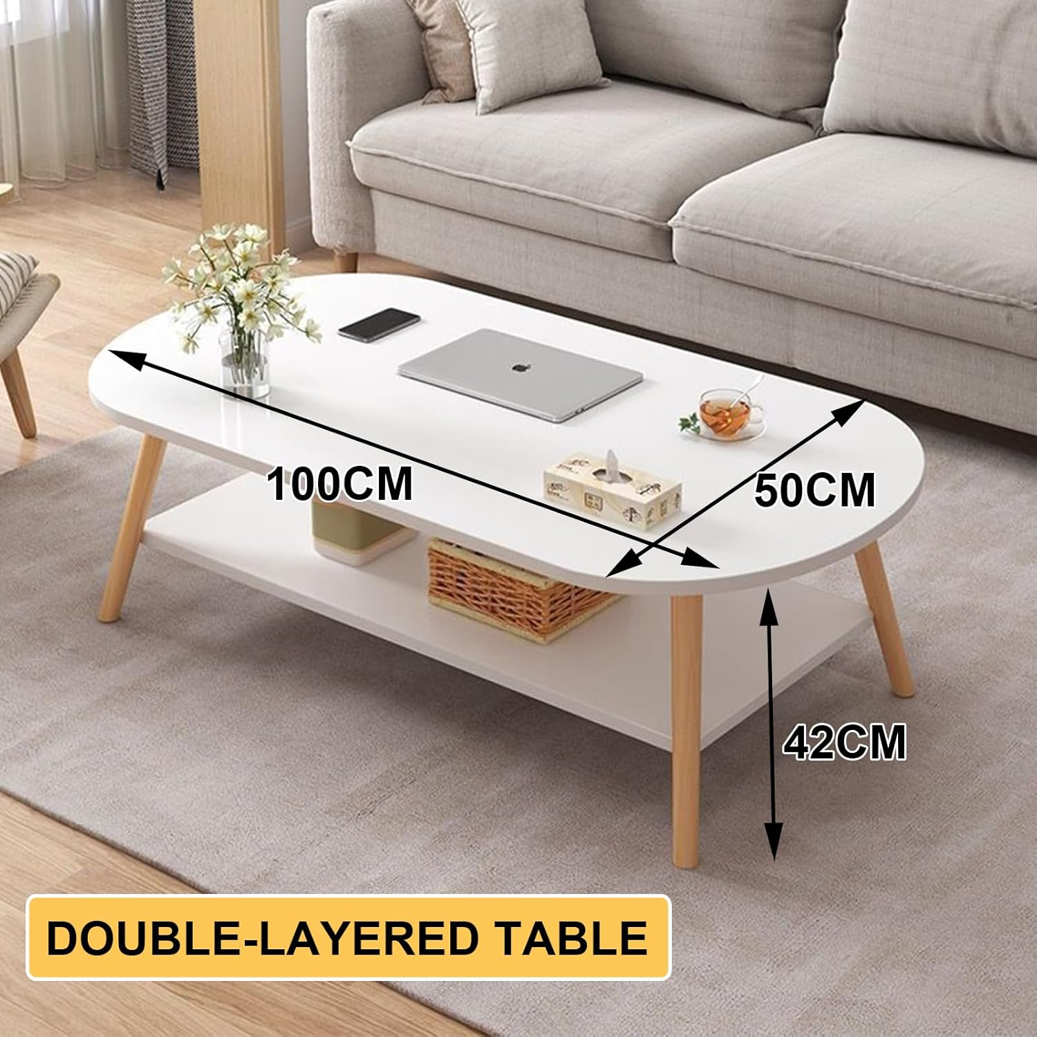 Coffee Table, 39" Wooden End Table, Center Table for Living Room, Modern Design Furniture for Home, Side Table - White | Center Table for Living Room