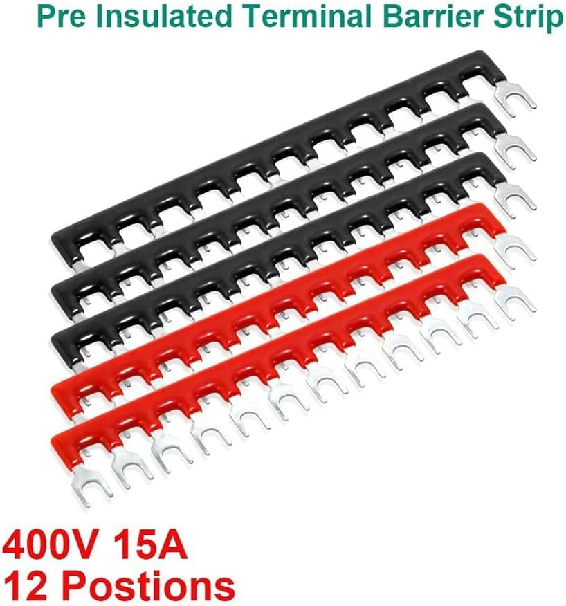 10 Pcs Terminal Block 12 Positions Dual Row 600V 15A Screw Terminal Strip Blocks with Cover Terminal Strip