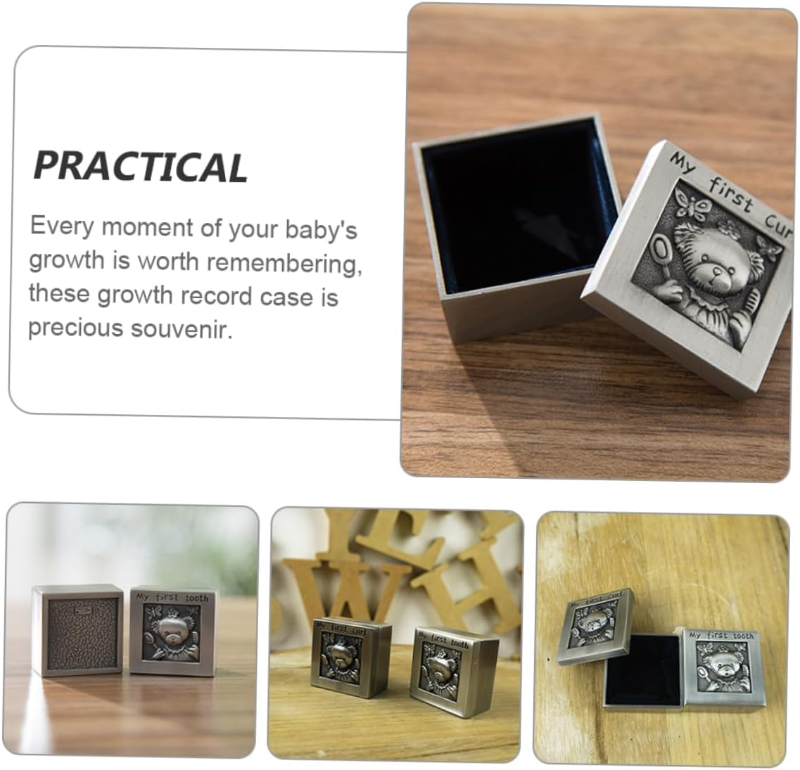 ERINGOGO Teeth Collection Box Metal Keepsake Organizer for Milestone Memories Tooth Holder Case Keepsake Box Memory image number 2