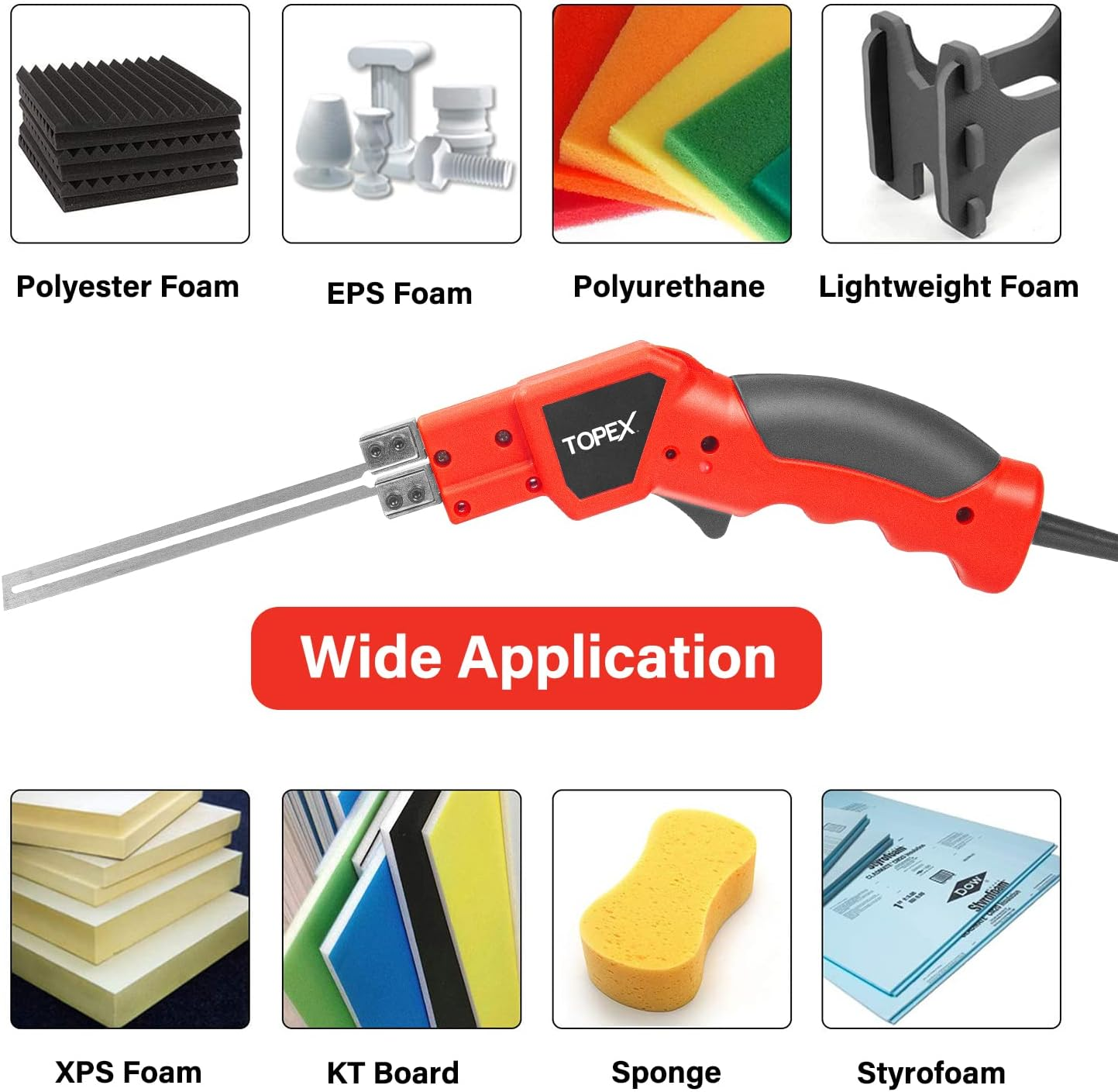 TOPEX 150W Electric Hot Knife Heavy Duty Foam Cutter Hot Knife Cutter Foam Board Cutter Tool Styrofoam Foam Cutting Machine W/Blade Storage Case for Foam Board Insulation image number 2