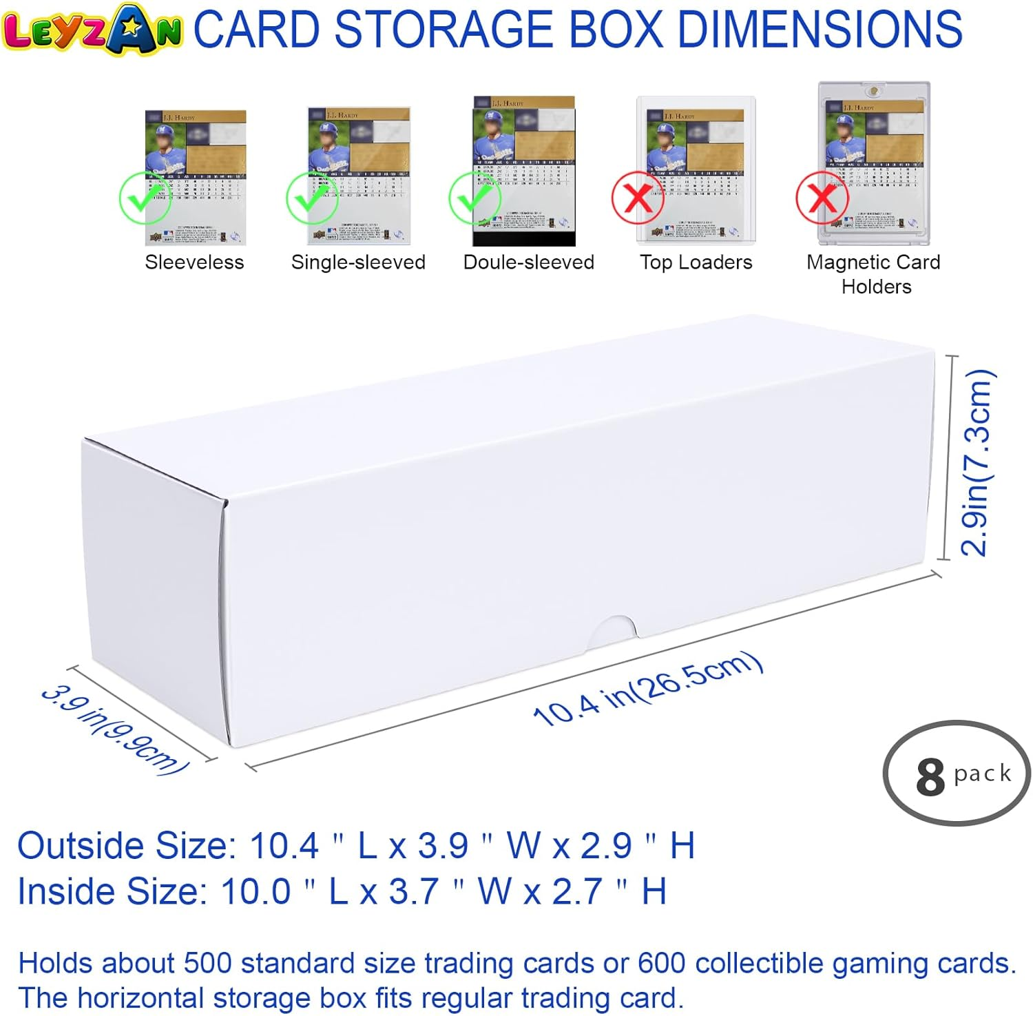 Trading-Card Storage Box, 8-Pack &bull; 600 Count Corrugated Cardboard Storage with Dividers & Labels for Tcg/Magic/Mtg Storage and Collection, 10.4 INCH Horizontal image number 2