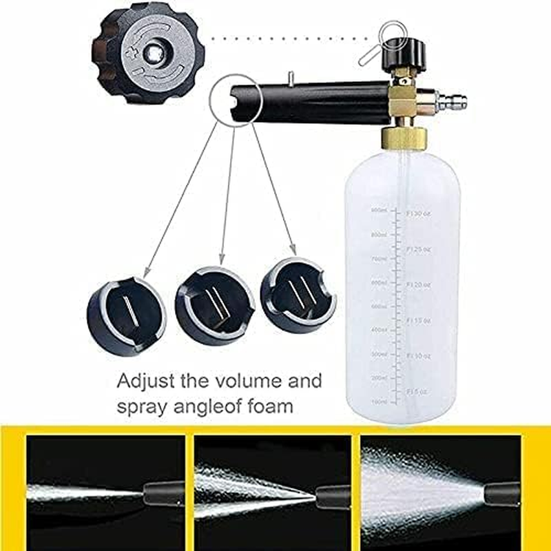 Foam Cannon Kit for Pressure Washer - 1 L Bottle Snow Foam Lance with 1/4 Inch Quick Connector & 5 Adjustable Spray Nozzle Tips for Car Detailing image number 2