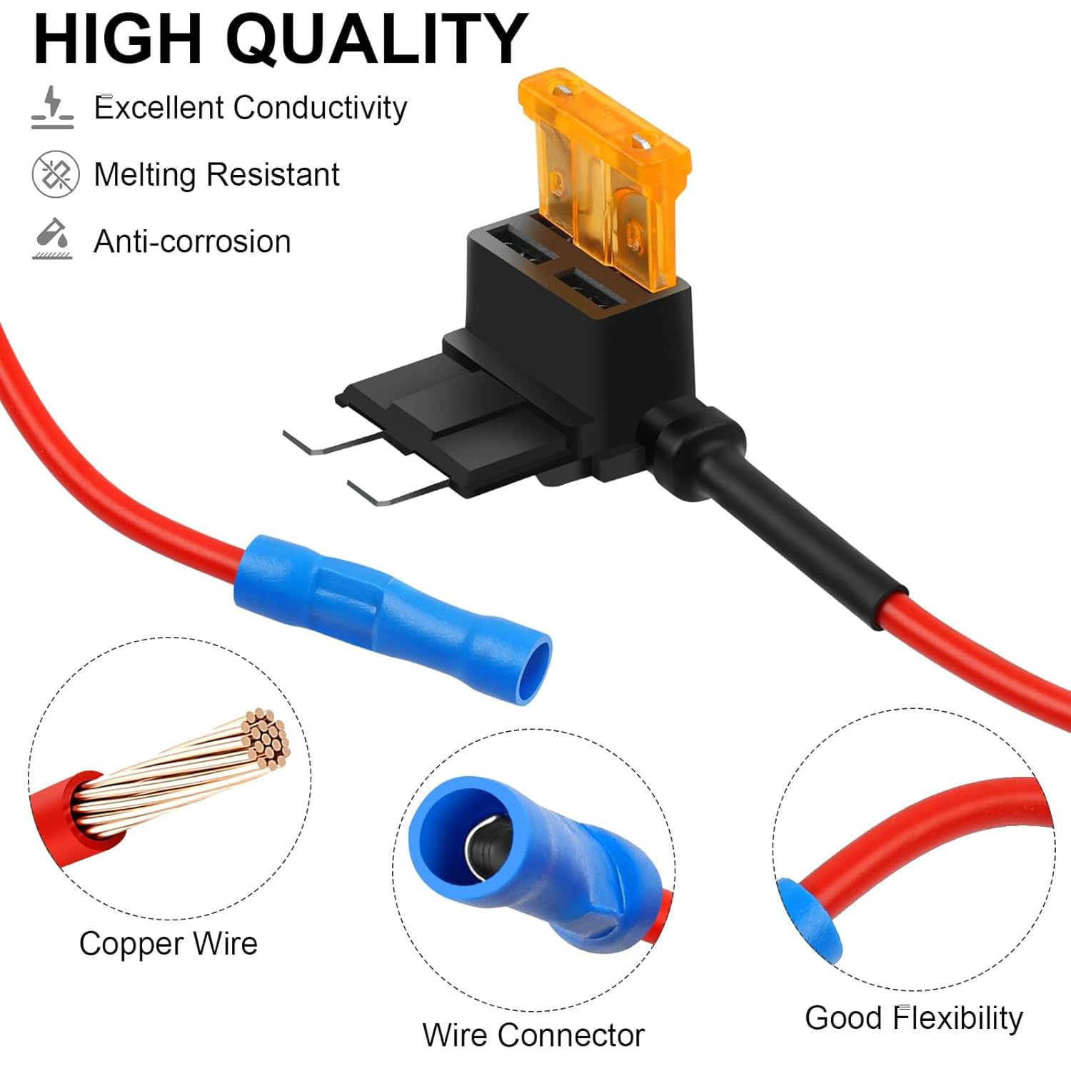 Lxcshljx 8 Pcs 12V Car Add-A-Circuit Fuse Tap, 4 Types Car Fuse Tap Kit, Standard Mini Micro2 and Low Profile Mini Fuse Taps, ATO ATC ATM APM Fuse Holder with Tap Adapter for Cars Trucks Boats image number 6