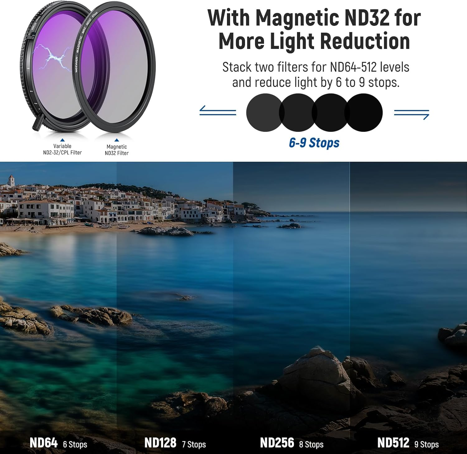 NEEWER True Colors 67Mm Variable ND2-32 & CPL with Magnetic ND32, Polarized ND Filter Set, 2In1 Adjustable One Rotatable Light Reduction Reflection Elimination No Color Shift No X Cross No Vignetting image number 3
