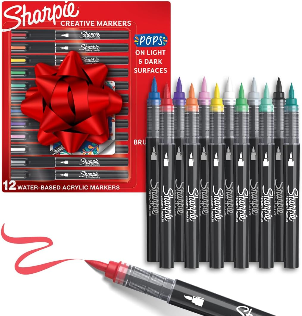 Sharpie Creative Water-Based Brush Tip Acrylic Marker, Assorted (Pack of 12) image number 4