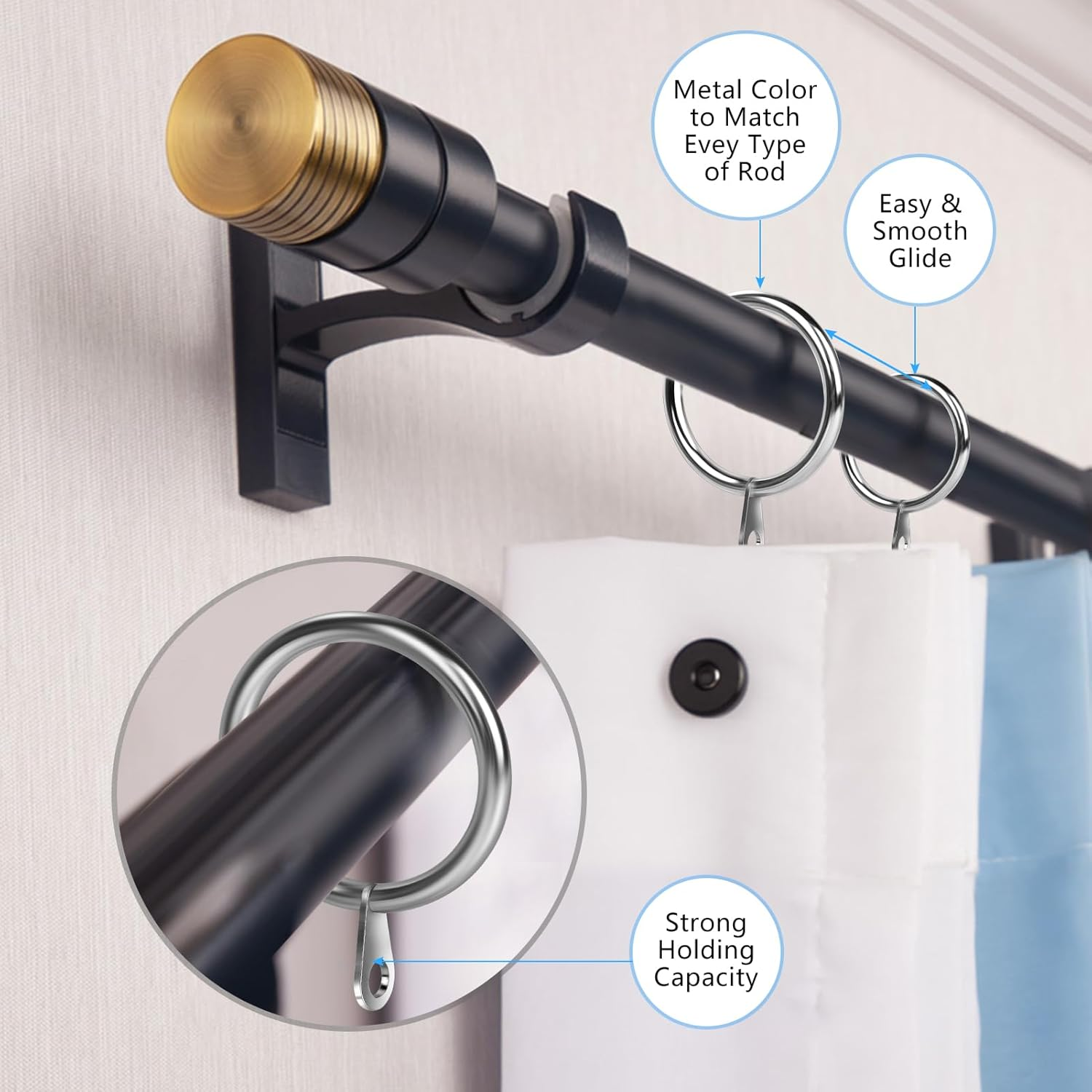 50 Pack Metal Curtain Rings 32Mm Internal Diameter Curtain Pole Rings Silver Hanging Rings for Curtain Poles,Shower Curtains Rods and Drapery image number 3