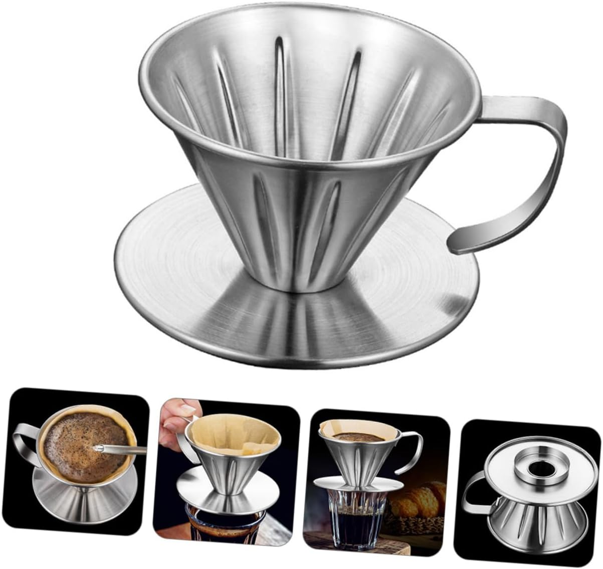 ELAYARD Stainless Steel Coffee Dripper Funnel Handheld Filter Cup Tea Slag Mesh for Home Brewing Easy to Clean and Heat Retentive image number 1
