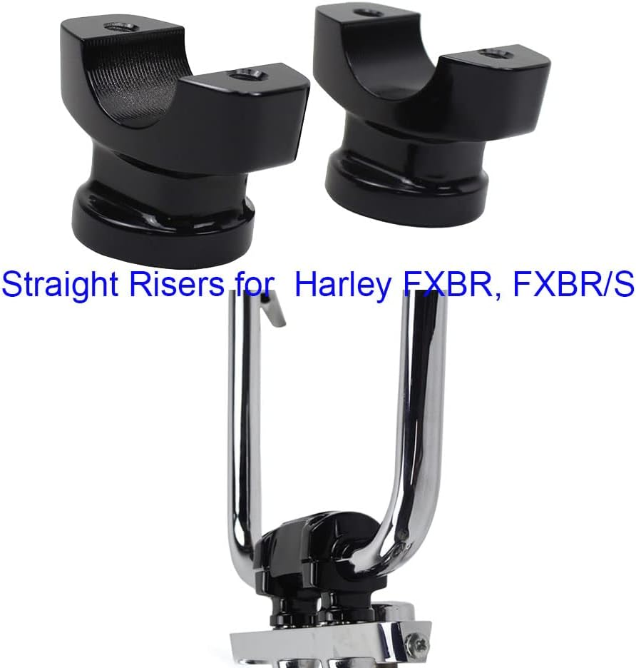 POWER JAMES Black Low Profile Straight Handlebar Risers 1 1/4 Inch for Harley Davidson Breakout FXBR/S FXSB 2013-2023 with 1.25" Clamping Area