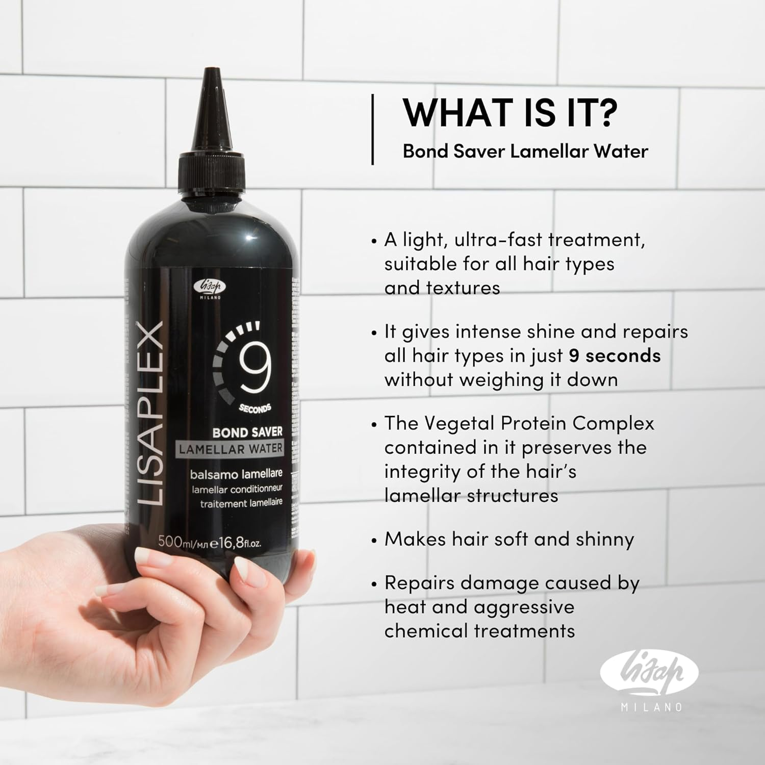 Lisaplex Lamellar Water &ndash; Works in Just 9 Seconds &ndash; Detangling, Frizz-Reducing, Repairing &ndash; Improves Softness and Shine &ndash; Reduces Blowdrying Time (8.45 Oz) image number 2