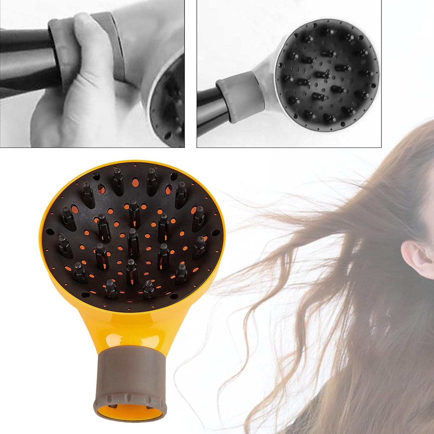 TENOL Dryer Diffuser Hairs Blower Dryer Diffuser Easy to Attach Salon Tool, Yellow image number 3