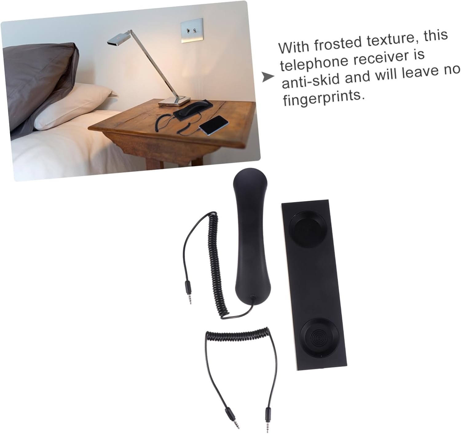 Jojofuny Vintage Telephone Handset Mobile Phone Handset Retro Style Matte Black Corded Receiver with Noise Reduction for Home Office Use Compatible with Smartphones and Tablets