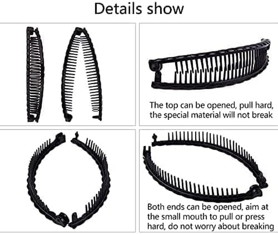 2 Pack One Black and One Brown Tort Banana Clips Fish Clips Vintage Clincher Combs Tool for Thick Curly Hair Accessories Banana Hair Comb Fish Grip Slide Hair Clips Claws Set，Clips and Barrettes image number 4