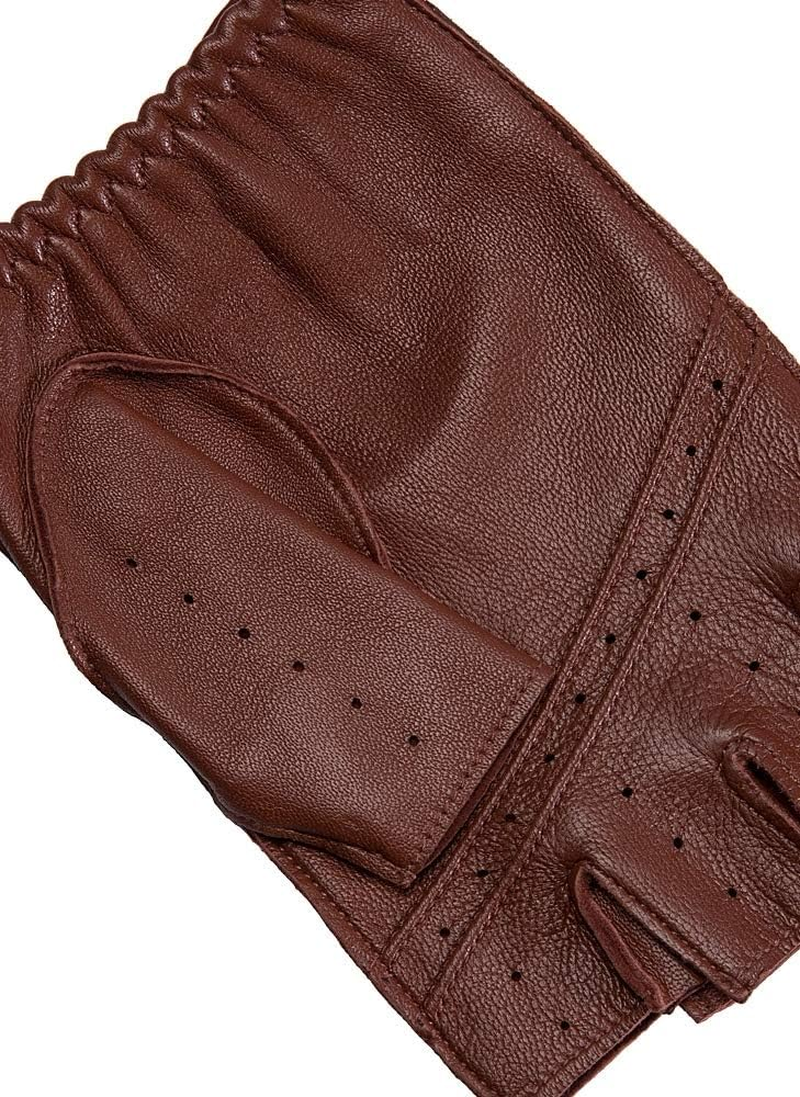 Dents Men'S Snetterton Leather Fingerless Driving Gloves, Berry, Medium image number 3