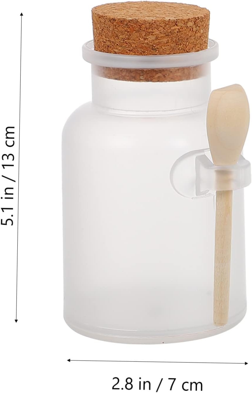 Beavorty 3Pcs Bottled Powder Jar Sugar Bowl Cosmetic Powder Bottles Seasoning Storage Cork Jar Bath Salt Holder Favor Cans with Cork Lid Sealed Sugar Canister Wooden Spoon Abs Glass image number 6