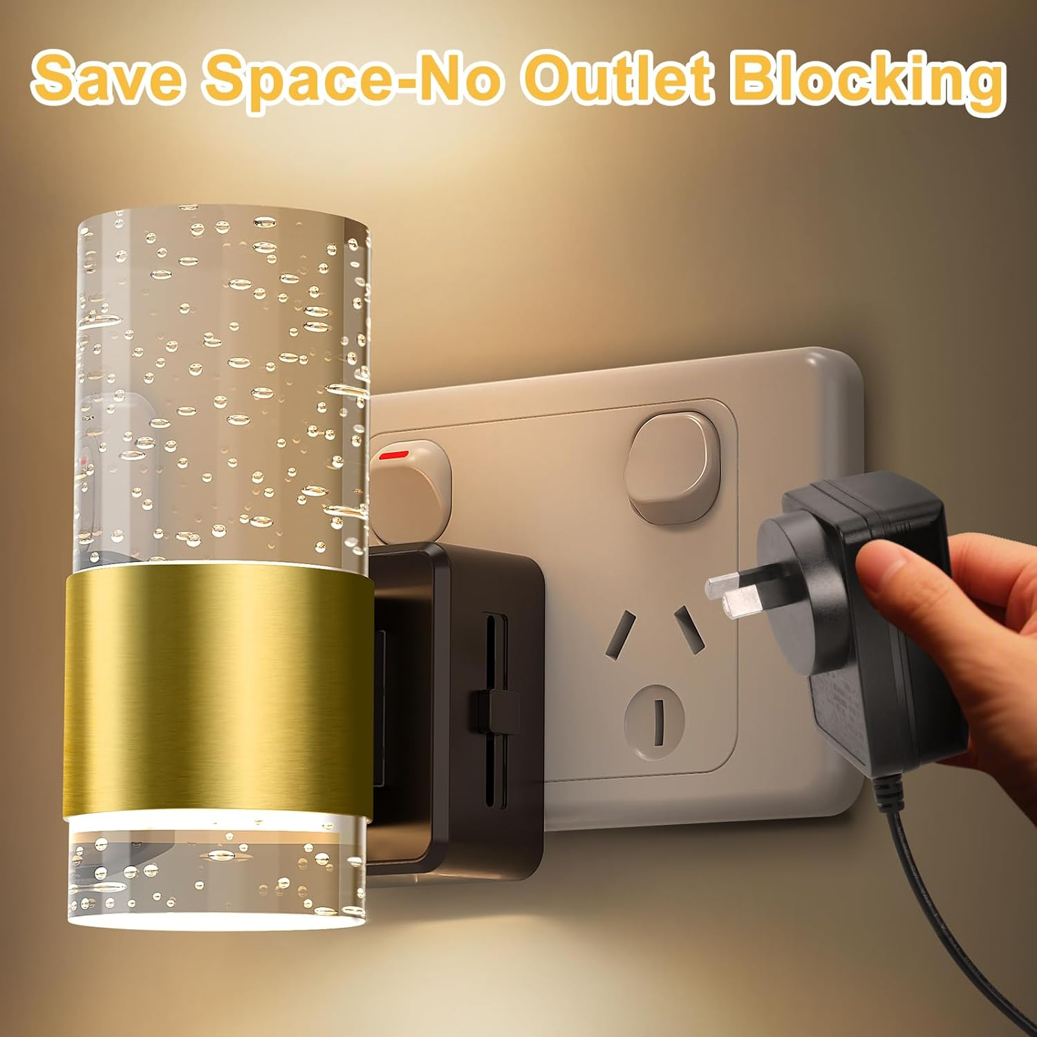 Night Light, Plug in Night Light with Dusk to Dawn Sensor, Dimmable Night Light with 0-100 LM Adjustable Brightness, 3000K Kids Nightlight for Bedroom, Bathroom, Kitchen, Hallway, Stair (2 Pack) image number 5