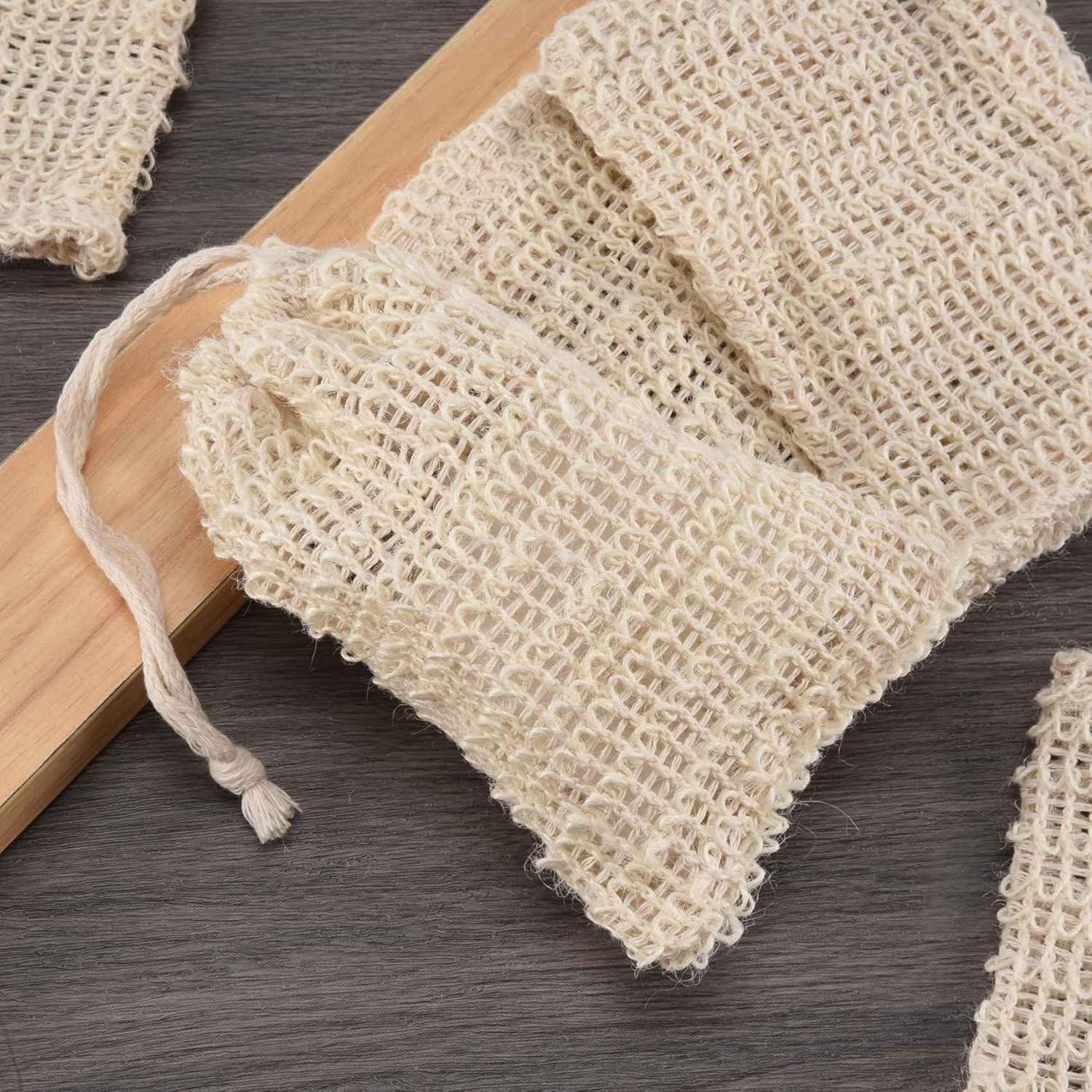 300Pcs Shower Bath Sisal Soap Bag Natural Sisal Soap Bag Exfoliating Soap Saver Pouch Holder image number 6