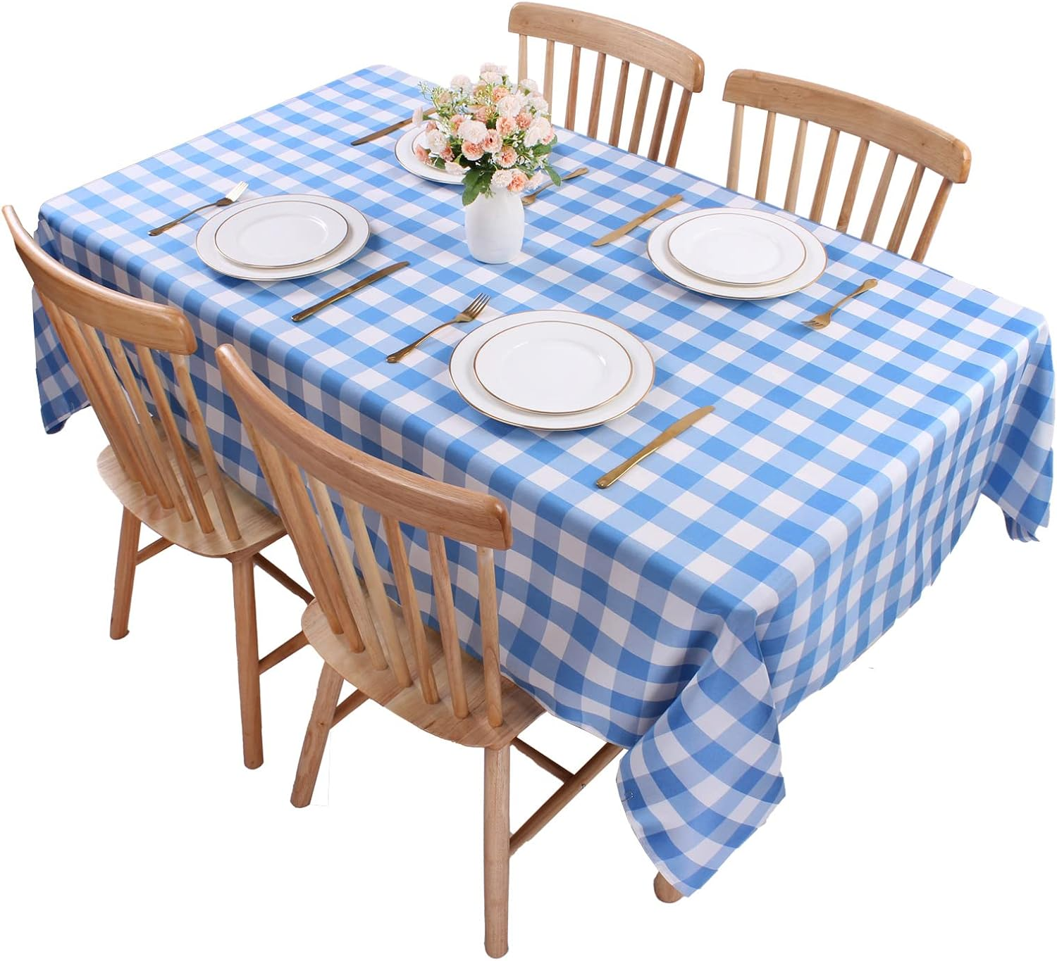 Kesfey Red Gingham Tablecloth Polyester 140X200Cm, Rectangle Checkered Tablecloth Spillproof and Wrinkle Resistant for Outdoor and Indoor Use, Plaid Table Cloth Wipe Clean