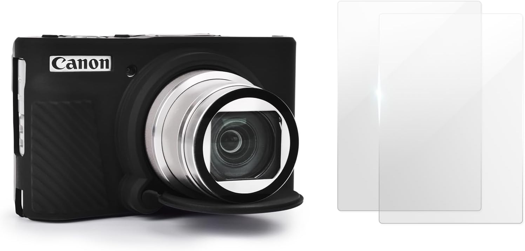 VOVMOEYA SX740 Camera Case Accessories Set[With 2 LCD Tempered Films],Silicone Protective Case Compatible with Canon Powershot SX730 SX740 HS Digital Camera-Brown