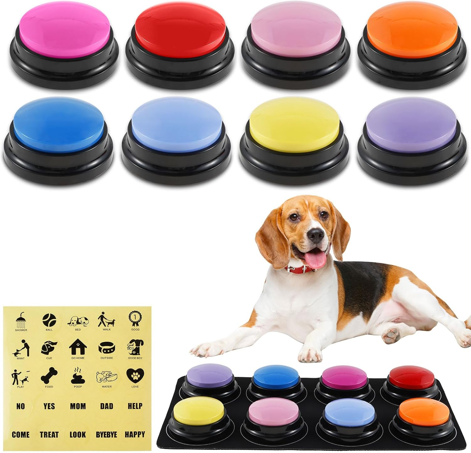 8Pcs Dog Buttons for Communication Voice, Recording Buttons Dog for Words Talking and Answer, 30 Seconds Buttons Personalized Sound Answering Buzzer Best Toys for Dog Tranning image number 4