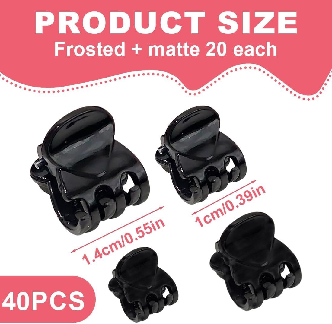 DLPRK Pack of 40 Mini Hair Clips Hair Claw Clip Plastic Hair Claw Non-Slip Grip Jaw Clips for Girls and Women (Black) image number 3