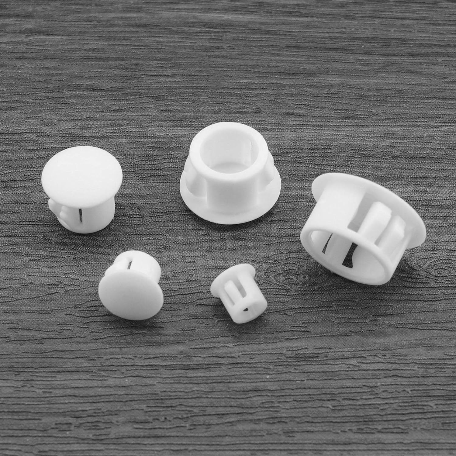 Ecsing 100Pcs Plastic Hole Plug Replacement Flush Type Hole Plugs Snap Furniture Fencing Post Pipe Insert End Caps Accessories for Cabinets Window Frames White image number 1