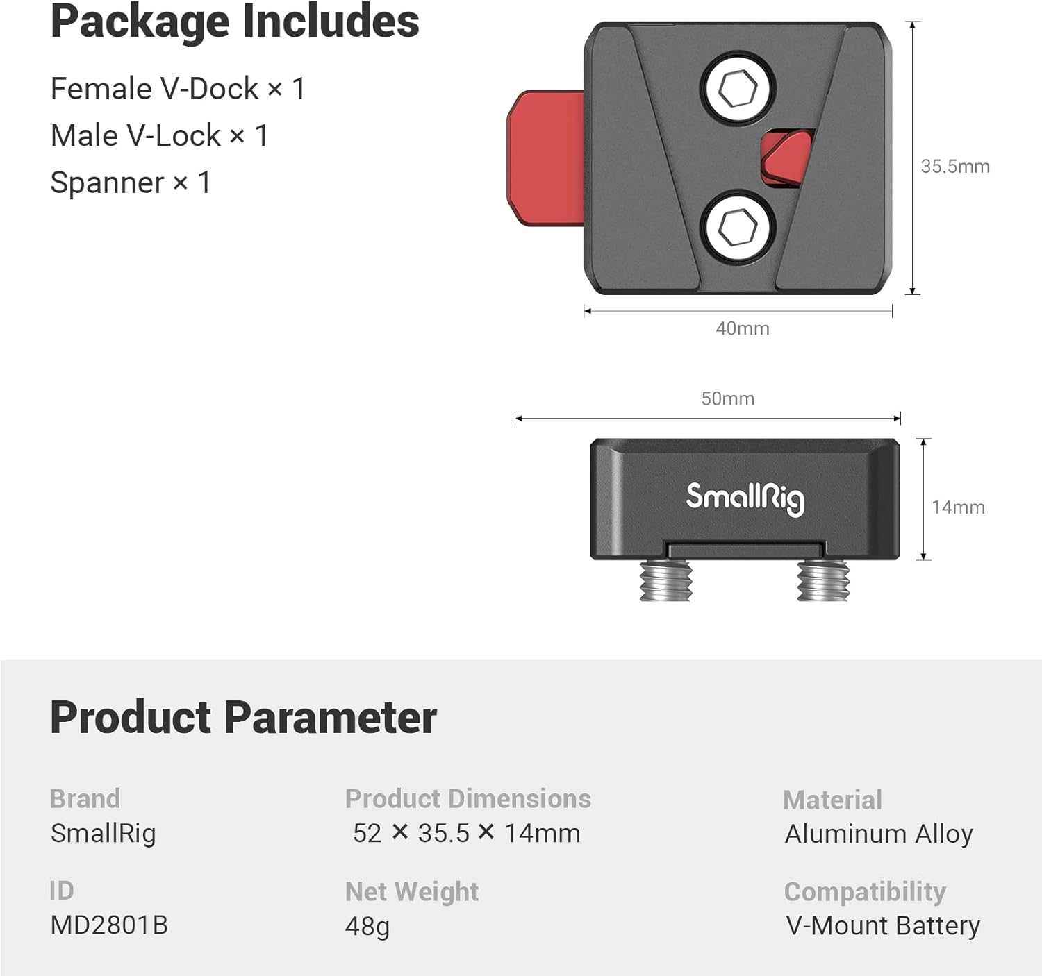 Smallrig Mini V-Lock Assembly Kit - MD2801 image number 3
