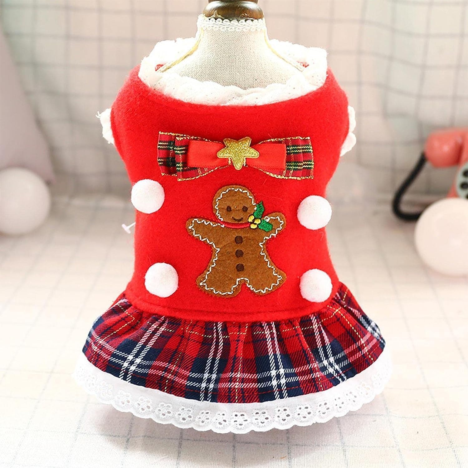 Christmas Pet Dress - Small Dog Costume for Christmas,Dog Dress for Christmas, Pet Clothes for Small Dogs Cats Puppy Kitten, Festival Dog Costume Skirt Outfit image number 3