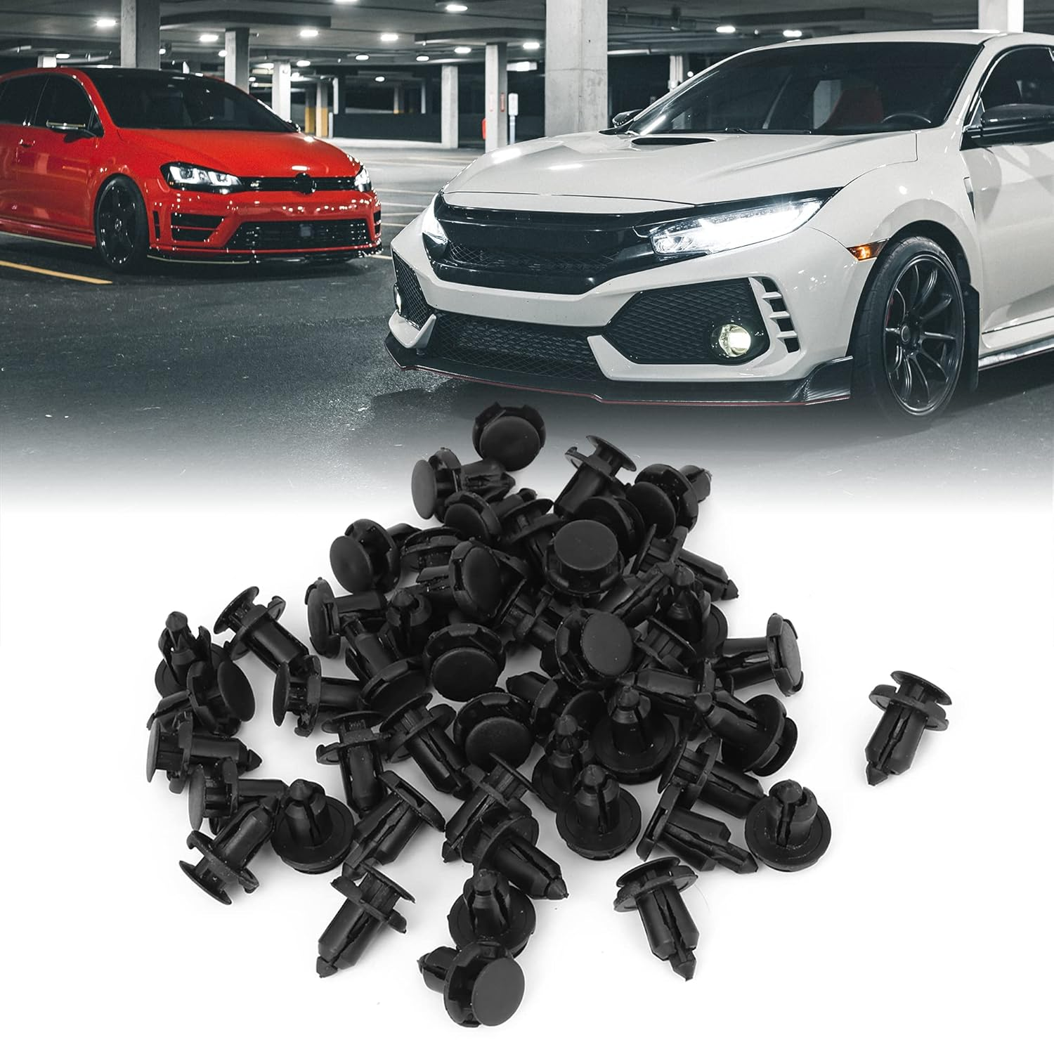 Uxcell 50Pcs 9Mm Hole Retainer Clips Plastic Drive Rivets Flaps Bumper Push Clips for Honda