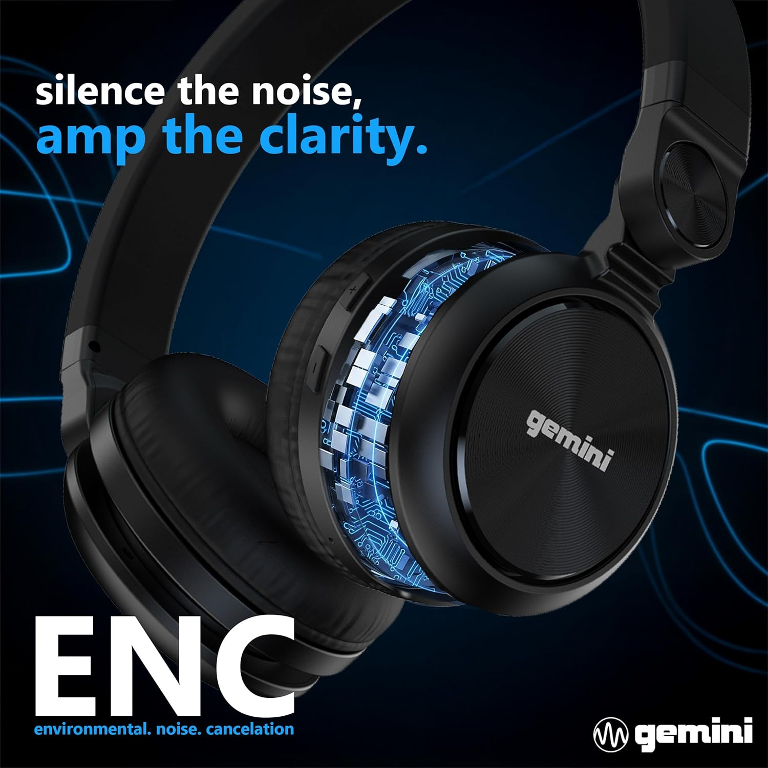 Gemini Wireless Bluetooth Headphones with 54 Hour Battery Life, Fast Charging & Noise Cancellation - over Ear Headphones with Microphone for Music, Calls & Gaming (GBTX-200) image number 5