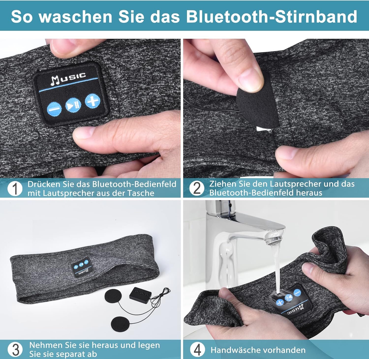 ZRUHIG 2 Sleep Headphones Bluetooth Headphones for Sleeping with Slim Type-C HD Speaker for Side Sleep/Yoga/Travel/Running image number 4