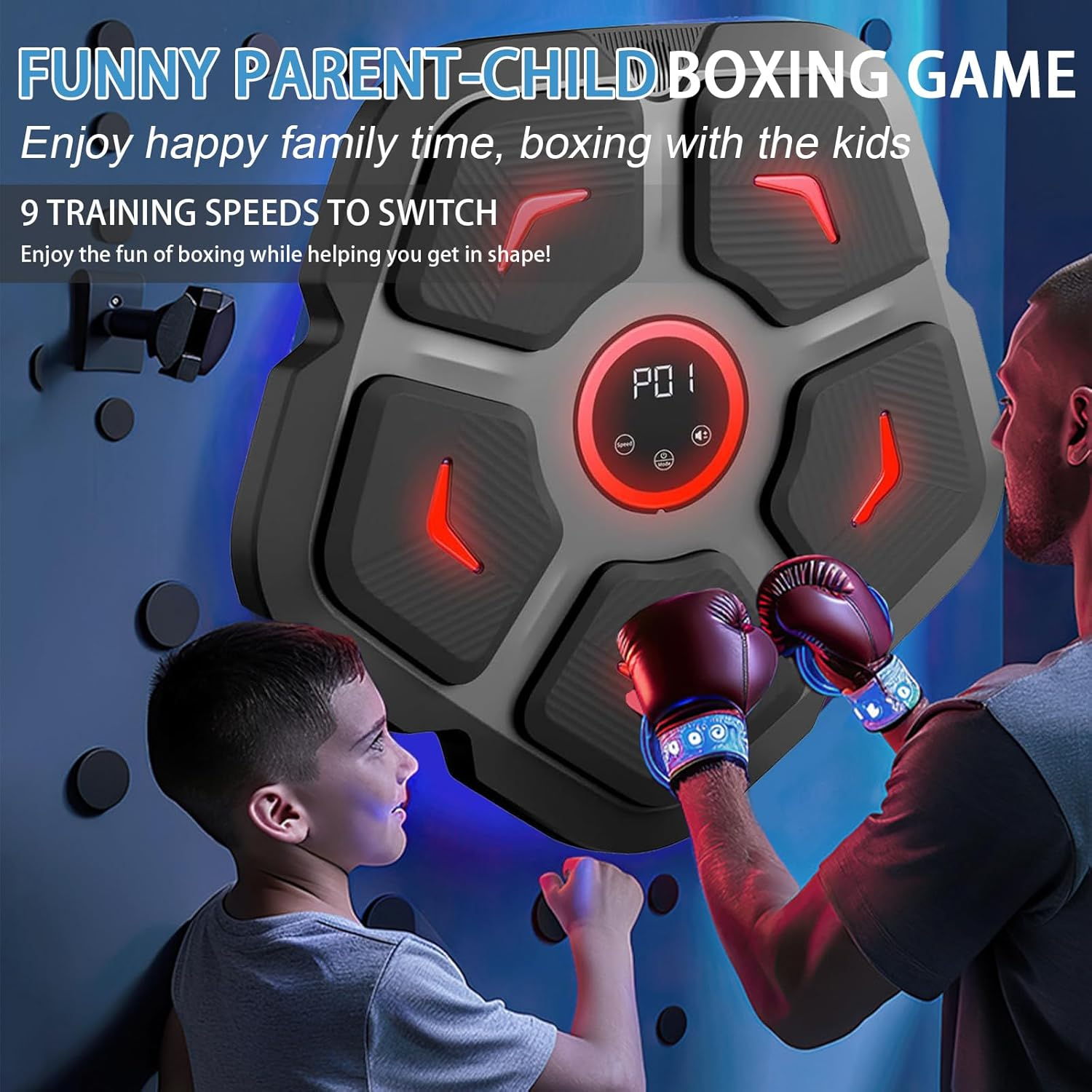 Smart Music Boxing Machine with Boxing Gloves, Musical Electronic Boxing Machine, Punch Music Workout Machine, Wall Mounted Bluetooth Music Boxing Trainer with 9 Training Modes for Home Indoor Gym image number 2