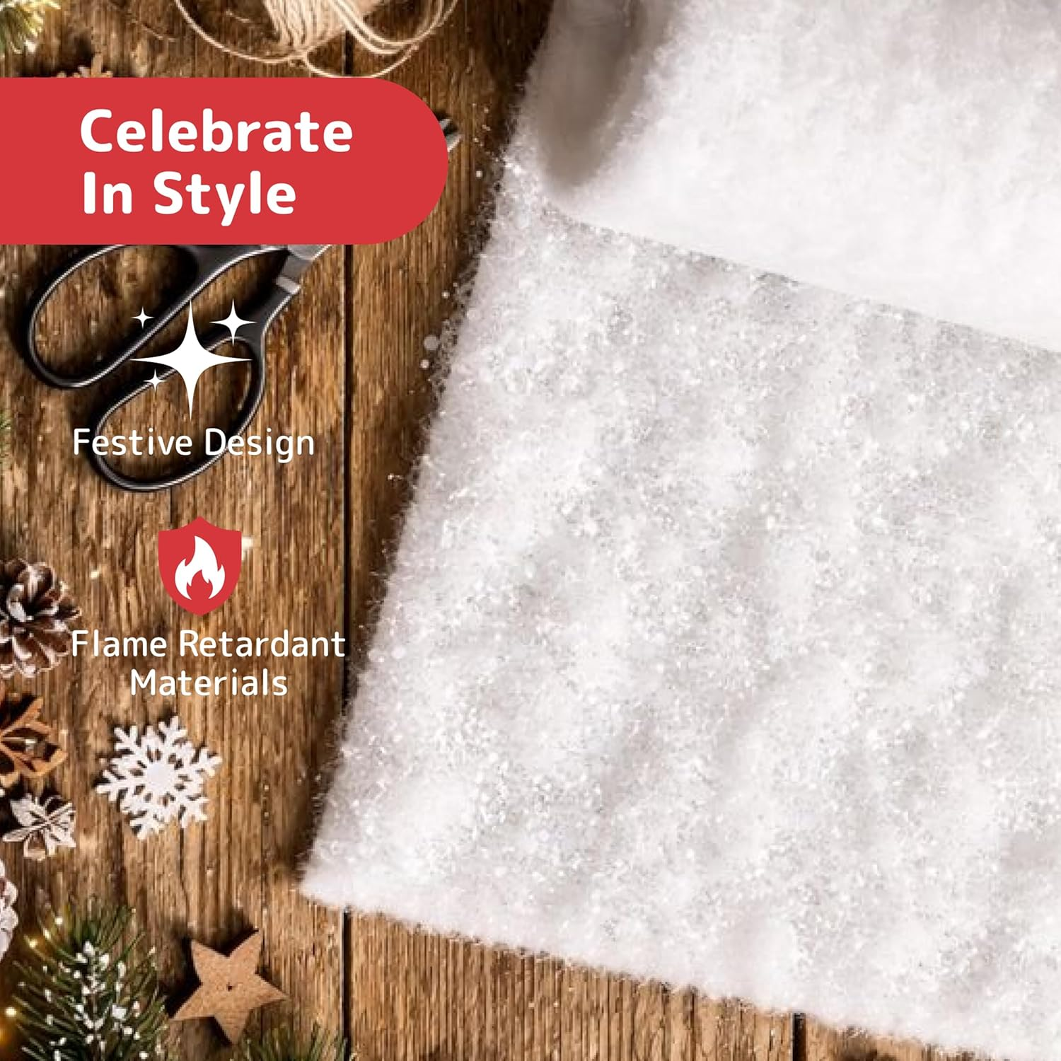 Christmas Snow Blanket Roll (2.6 X 7.8 Ft) for Christmas Decoration, Village Displays, under the Christmas Tree - Thick White Soft and Fluffy Snow Cover for Holiday Decor and Winter Displays image number 1