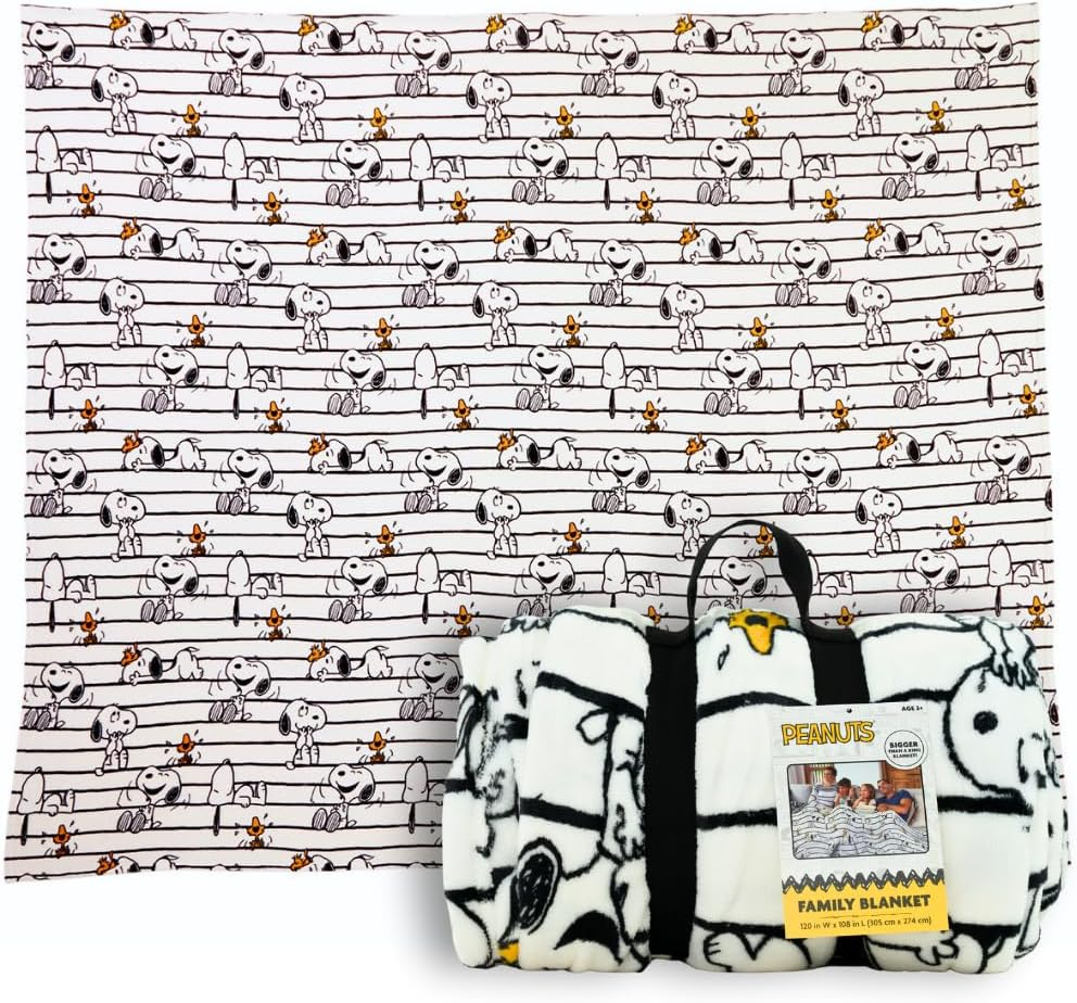Franco Peanuts Snoopy Bedding Super Cozy Oversized Family Size Blanket, 120 in X 108 In, (Officially Licensed Product) Collectibles